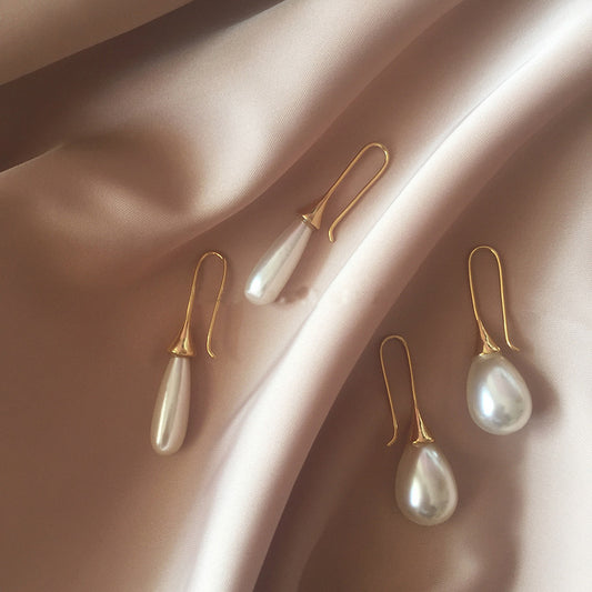 Waterdrop & pearl earrings